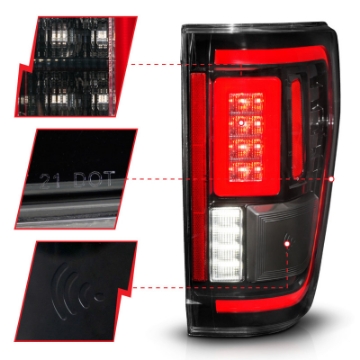 Picture of ANZO 21-23 Ford F-150 LED Taillights Seq- Signal w-BLIS Cover - Black Housing