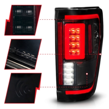 Picture of ANZO 21-23 Ford F-150 LED Taillights Seq- Signal w-BLIS Cover - Black Smoke