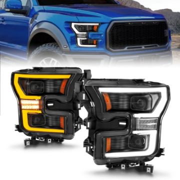 Picture of ANZO 15-17 Ford F-150 Black LED Projector Plank Style DRL w-Initiation Light Halogen Models