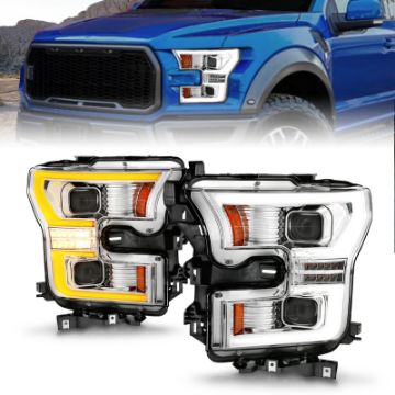 Picture of ANZO 15-17 Ford F-150 Chrome LED Projector Plank Style DRL w-Initiation Light Halogen Models