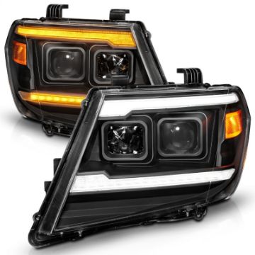Picture of ANZO 09-20 Nissan Frontier Black Projector Plank Style DRL w- Switchback & Sequential LED DRL