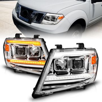 Picture of ANZO 09-20 Nissan Frontier Chrome Projector Plank Style DRL w- Switchback & Sequential LED DRL