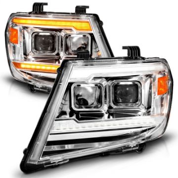 Picture of ANZO 09-20 Nissan Frontier Chrome Projector Plank Style DRL w- Switchback & Sequential LED DRL