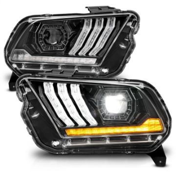 Picture of ANZO 13-14 Ford Mustang w- Factory HID-Xenon HL only Projector Headlights w-Light Bar Black