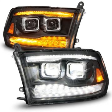 Picture of ANZO 09-18 Dodge Ram 1500-2500-3500 Full LED Proj Headlights w-Switchback Light Bar - Black