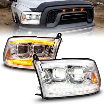 Picture of ANZO 09-18 Dodge Ram 1500-2500-3500 Full LED Proj Headlights w-Switchback Light Bar - Chrome