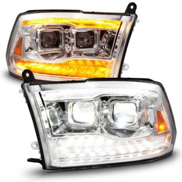 Picture of ANZO 09-18 Dodge Ram 1500-2500-3500 Full LED Proj Headlights w-Switchback Light Bar - Chrome