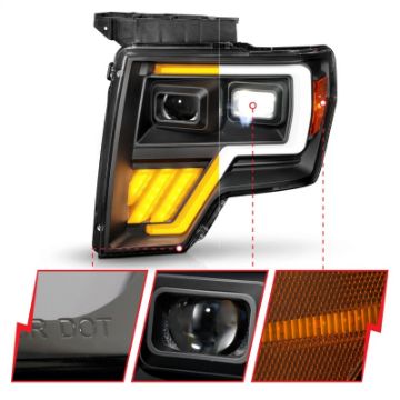 Picture of ANZO 09-14 Ford F-150 Full LED Proj Headlights w-Initiation Feature - Black