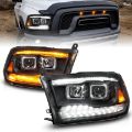 Picture of ANZO 09-18 Dodge Ram 1500-2500-3500 Proj HL Headlights Switchback + Sequential - Black Amber