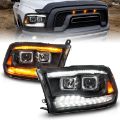 Picture of ANZO 09-18 Dodge Ram 1500-2500-3500 Proj HL Headlights Switchback + Sequential - Black Amber