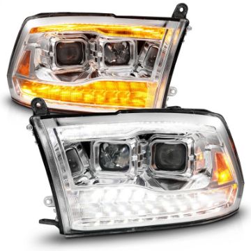 Picture of ANZO 09-18 Dodge Ram 1500-2500-3500 Proj HL Headlights Switchback + Sequential - Chrome Amber