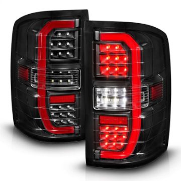 Picture of ANZO 14-18 GMC Sierra 1500 Full LED Taillights Black Housing Clear Lens w-C Light Bars