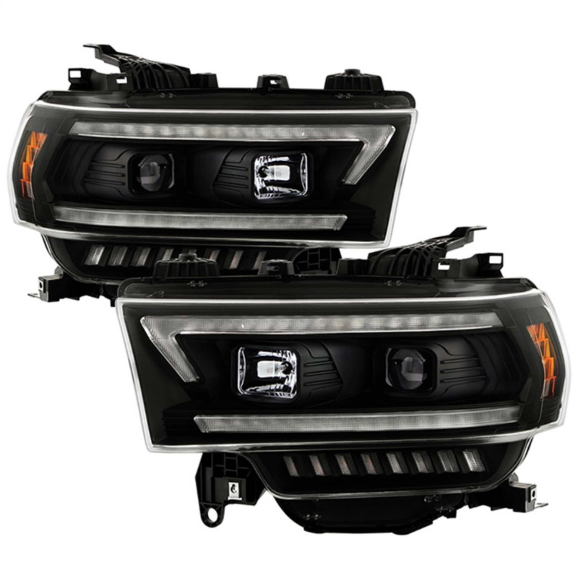 Picture of Spyder 19-22 Dodge Ram 2500 Halogen Only Projector Headlights - Black PRO-YD-DR19HDHALSI-SEQ-BK
