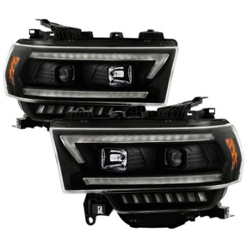 Picture of Spyder 19-22 Dodge Ram 2500 Halogen Only Projector Headlights - Black PRO-YD-DR19HDHALSI-SEQ-BK