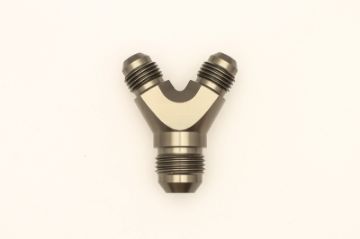 Picture of DeatschWerks 6AN Male Flare + 6AN Male Flare to 8AN Male Flare Y Block Fitting