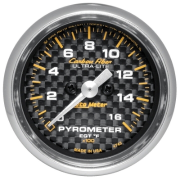 Picture of Autometer Carbon Fiber 52mm 1600 Deg F Electronic EGT Gauge Kit