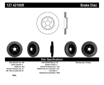 Picture of StopTech Infiniti G37 - Nissan 370Z SportStop Slotted & Drilled Front Right Rotor