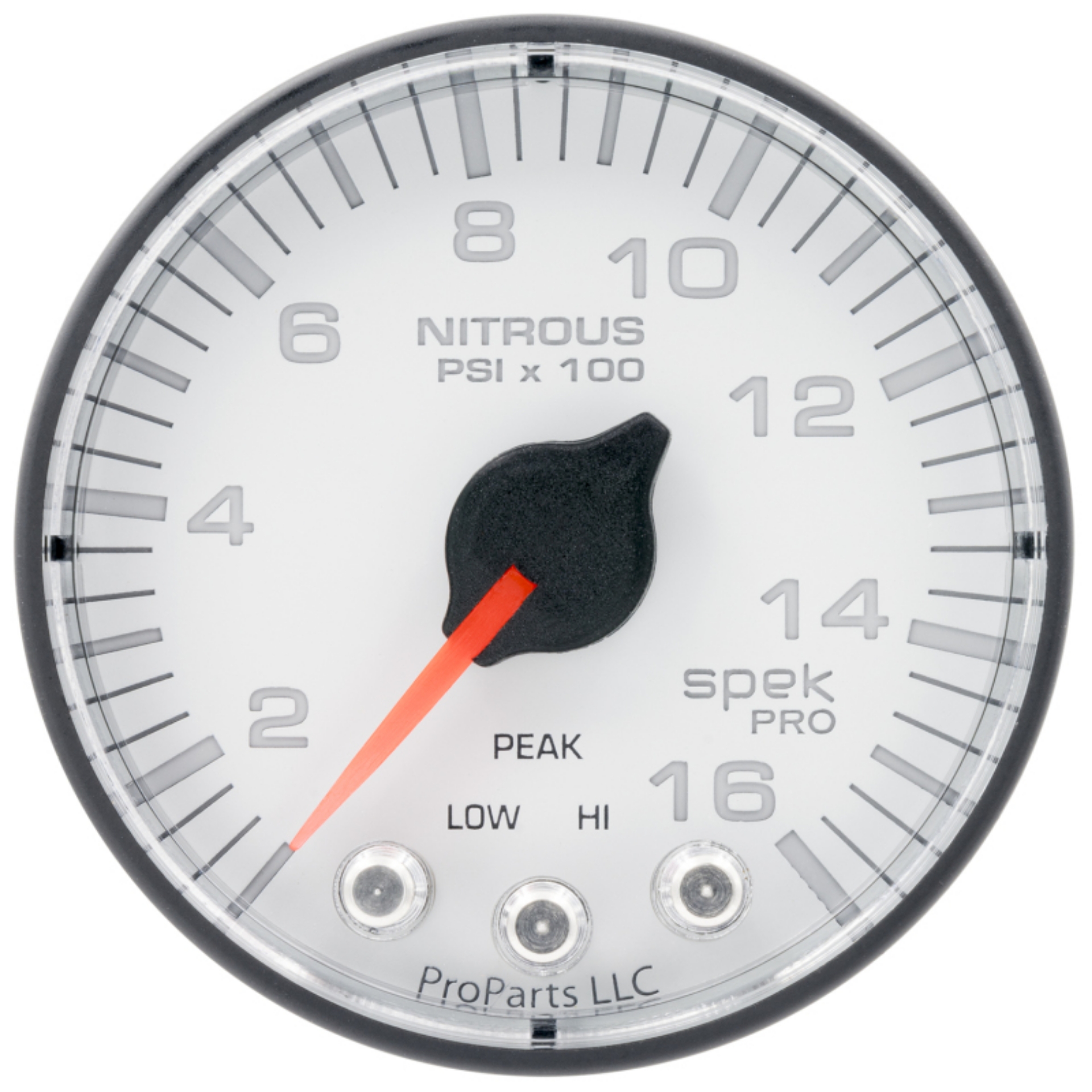 Picture of Autometer Spek-Pro 2 1-16in 1600PSI Stepper Motor w- Peak & Warn White-Black Nitrous Pressure Gauge