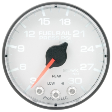 Picture of Autometer Spek-Pro 2 1-16in 30KPSI Stepper Motor W-Peak & Warn White-Black Rail Pressure Gauge