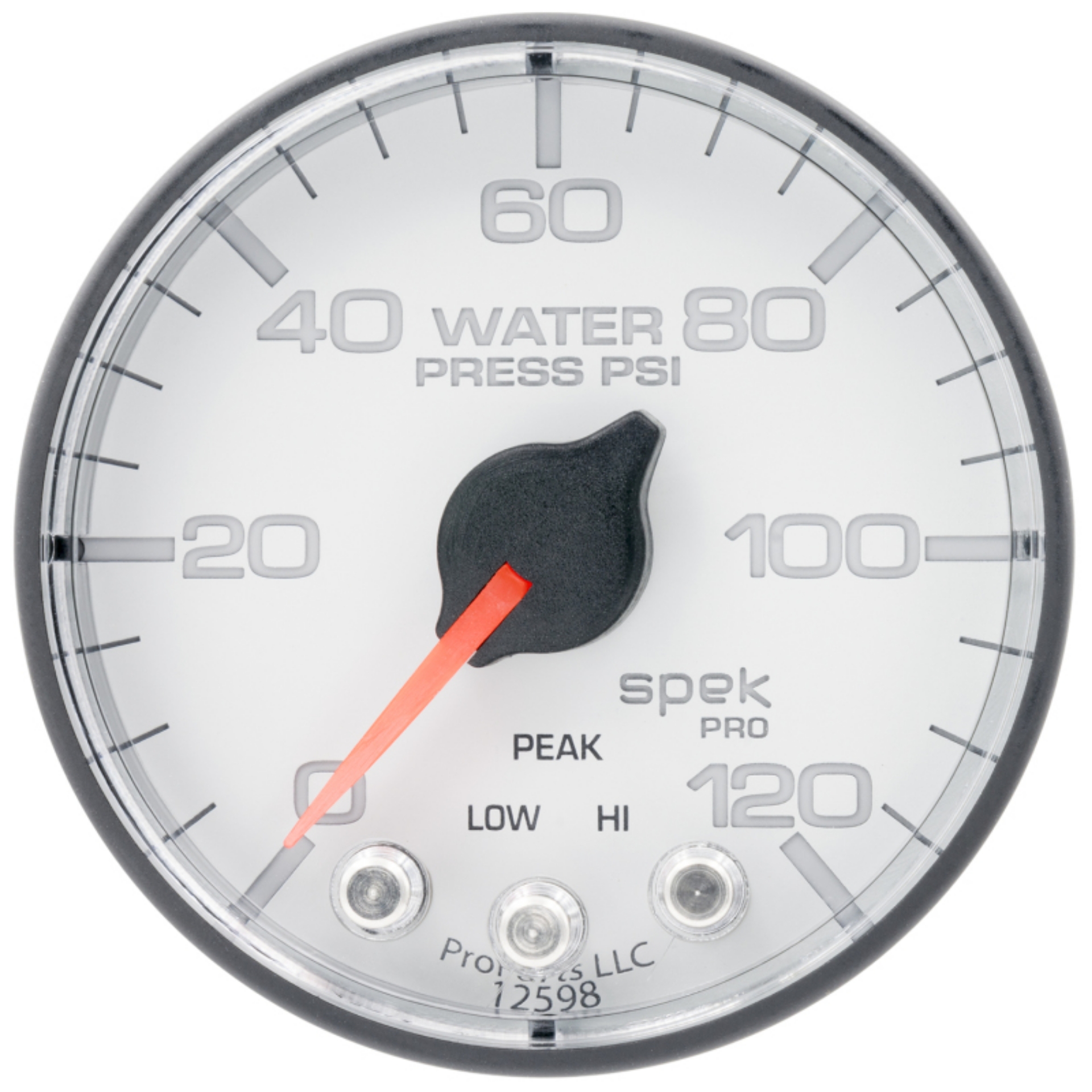 Picture of Autometer Spek-Pro 2 1-16in 120PSI Stepper Motor W-Peak & Warn White-Black Water Pressure Gauge