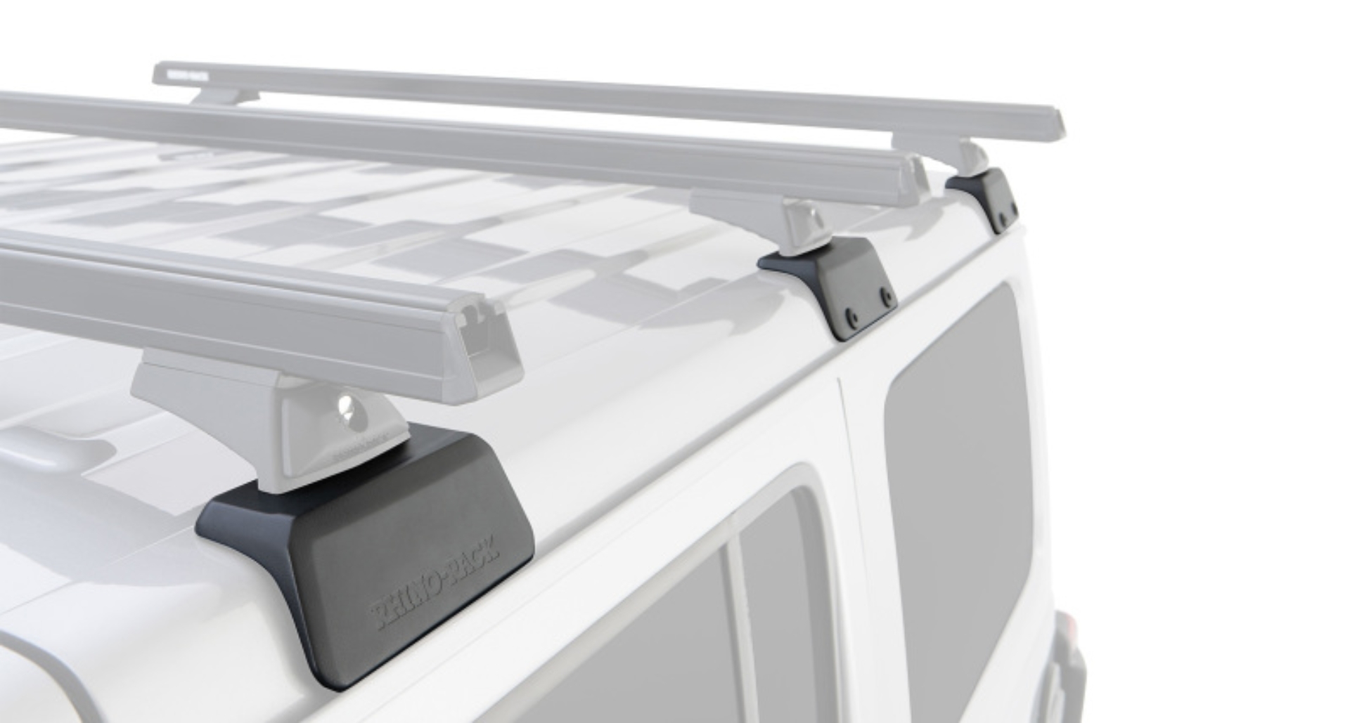 Picture of Rhino-Rack 18-21 Jeep Wrangler 4 Door SUV Heavy Duty RLT600 2 Bar Backbone Roof Rack - Silver