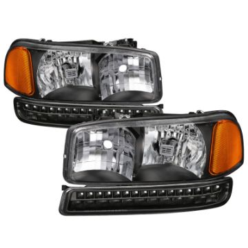 Picture of xTune GMC Sierra 99-06 -Yukon 00-06 Headlights & LED Bumper Lights - Black HD-JH-GS99-LED-SET-BK
