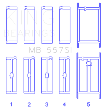Picture of King Engine Bearings Small Block Chevy Size STD Silicon Aluminum Bi-Metal Main Bearing Set