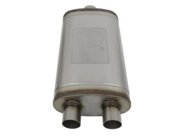 Picture of aFe MACHForce XP SS Muffler 3in Center Inlet - 2-5in Dual Outlets 22in L x 11in W x 6in H Body