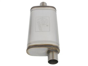 Picture of aFe MACHForce XP SS Muffler 2-5in Center Inlet - 2-5in Offset Outlet 18in L x 9in W x4in H Body