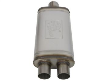 Picture of aFe MACHForce XP SS Muffler 3in Center Inlet - 2-5in Dual Outlets 18in L x 9in W x4in H Body