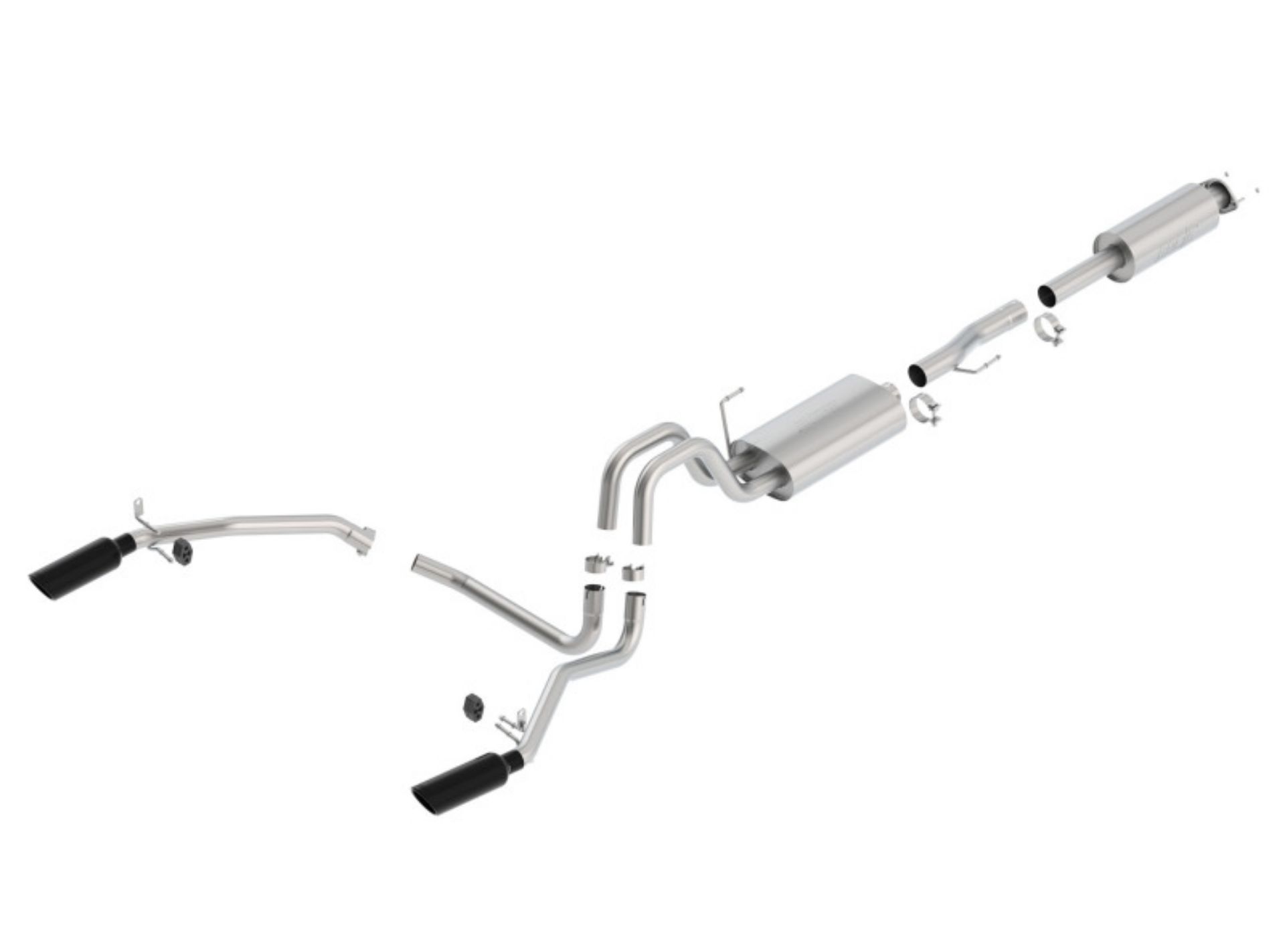 Picture of Borla 11-14 Ford F-150 5-0L Stainless Steel S-Type Catback Exhaust - 4in Tips Single Split Rear Exit