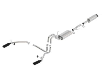 Picture of Borla 11-14 Ford F-150 5-0L Stainless Steel S-Type Catback Exhaust - 4in Tips Single Split Rear Exit