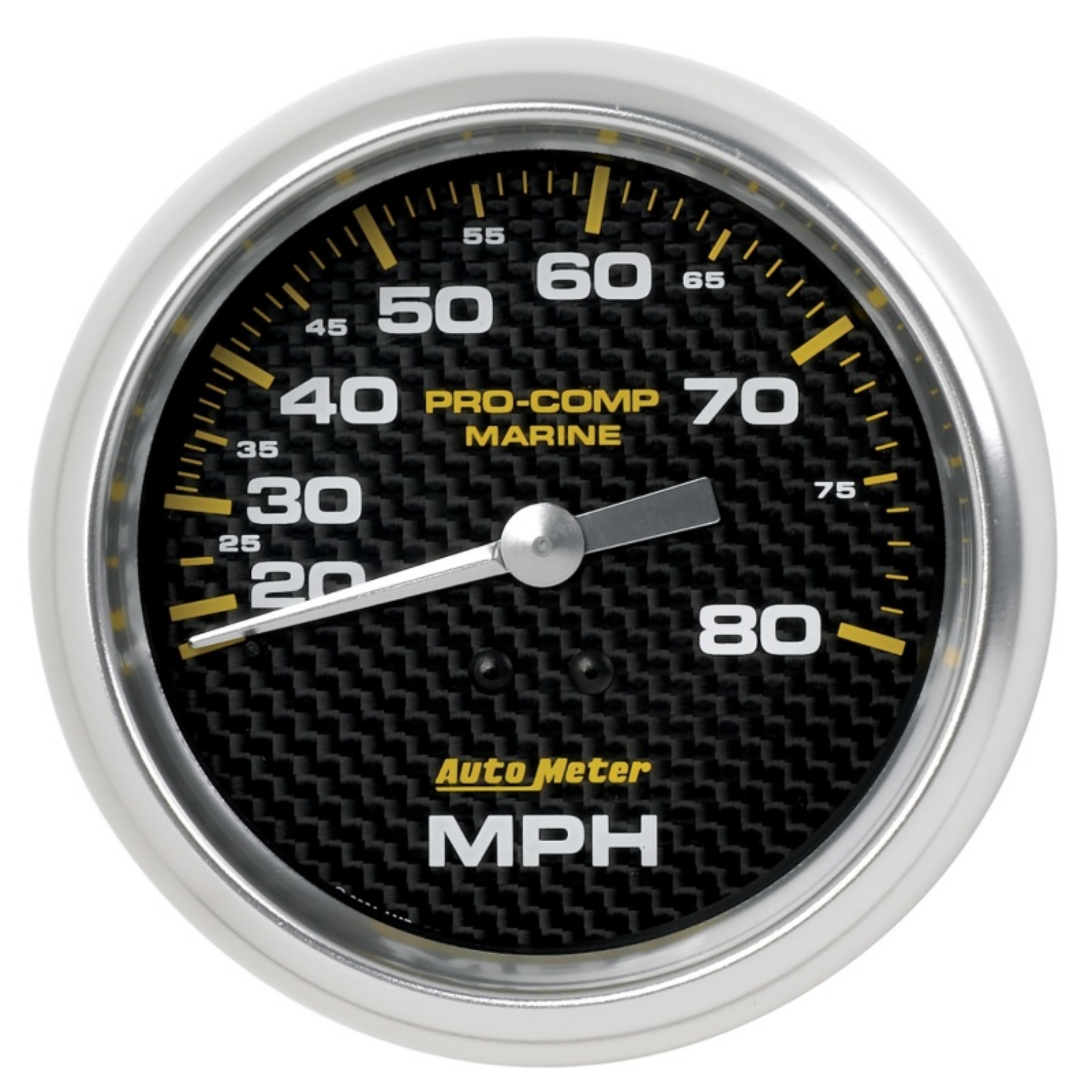 Picture of Autometer Gauge Speedometer 3-3-8in 80MPH Mechanical Marine Carbon Fiber
