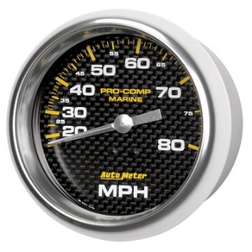 Picture of Autometer Gauge Speedometer 3-3-8in 80MPH Mechanical Marine Carbon Fiber
