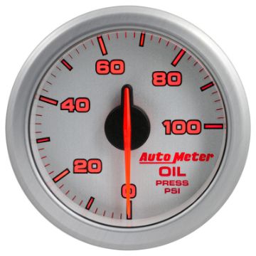 Picture of Autometer Airdrive 2-1-6in Oil Pressure Gauge 0-100 PSI - Silver