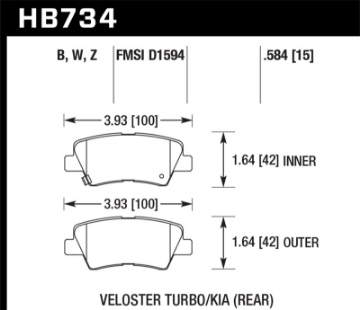Picture of Hawk 13-16 Hyundai Veloster - 13-16 Hyundai Elantra Performance Ceramic Rear Brake Pads