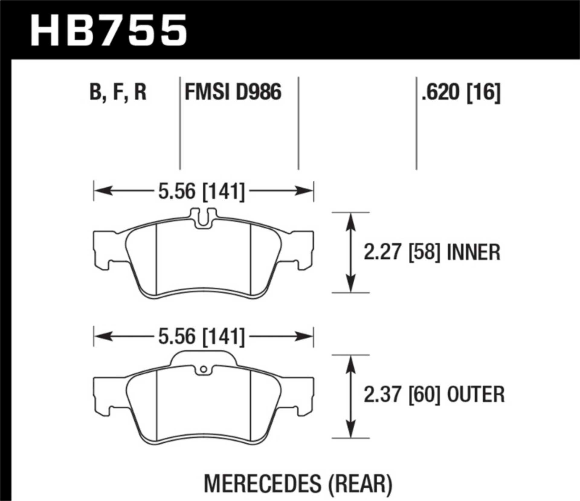 Picture of Hawk 13-16 Mercedes CLS550 - 15-16 Mercedes E350 HPS Street Rear Brake Pads