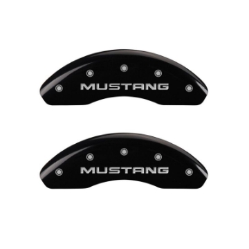 Picture of MGP 4 Caliper Covers Engraved Front Mustang Engraved Rear SN95-GT Black finish silver ch