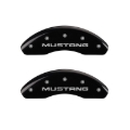 Picture of MGP 4 Caliper Covers Engraved Front Mustang Engraved Rear Pony Black finish silver ch