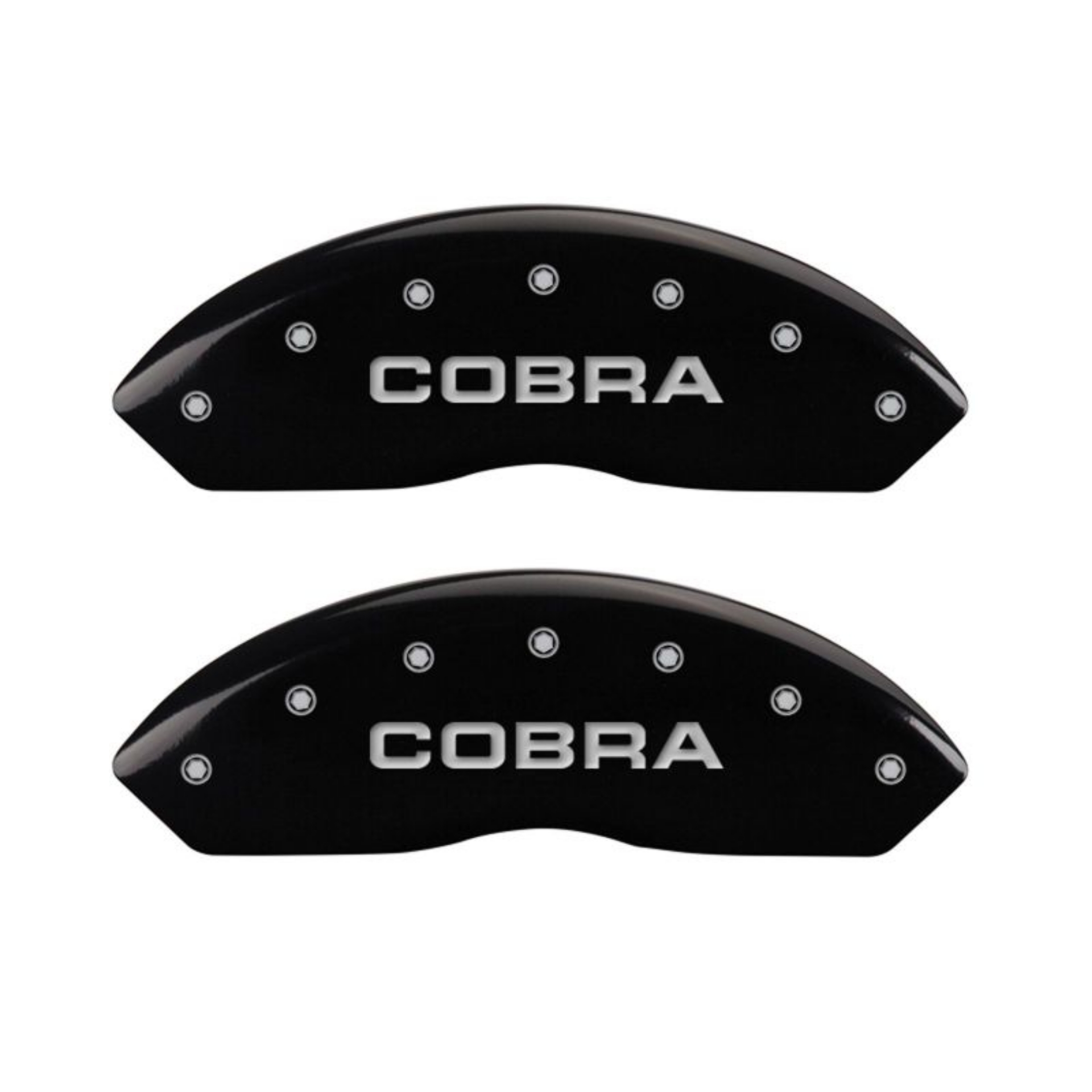 Picture of MGP 4 Caliper Covers Engraved Front Cobra Engraved Rear Snake Black finish silver ch