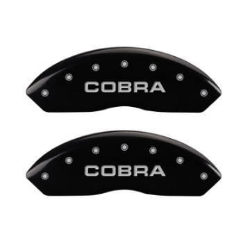 Picture of MGP 4 Caliper Covers Engraved Front & Rear Cobra Black finish silver ch