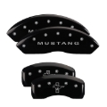 Picture of MGP 4 Caliper Covers Engraved Front Mustang Engraved Rear Bar & Pony Black finish silver ch