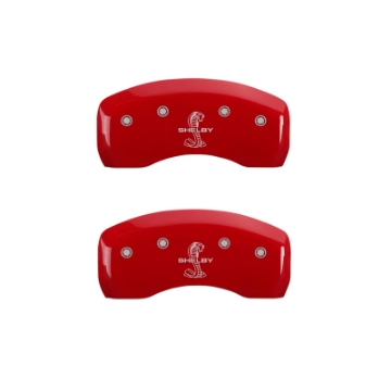 Picture of MGP 4 Caliper Covers Engraved Front Shelby Engraved Rear Tiffany Snake Red finish silver ch