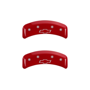 Picture of MGP 4 Caliper Covers Engraved Front & Rear Bowtie Red finish silver ch