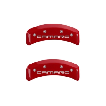Picture of MGP 4 Caliper Covers Engraved Front & Rear Gen 4-Camaro Red finish silver ch
