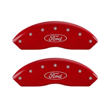 Picture of MGP 4 Caliper Covers Engraved Front & Rear Oval logo-Ford Red finish silver ch