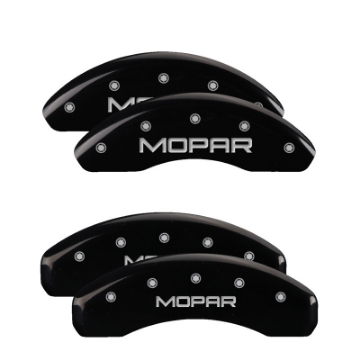 Picture of MGP 4 Caliper Covers Engraved Front & Rear MOPAR Black finish silver ch