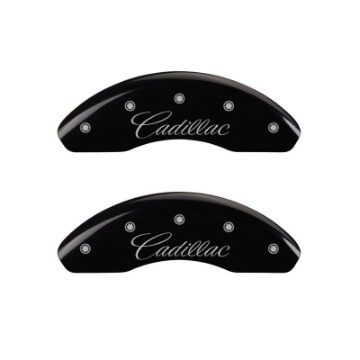 Picture of MGP 4 Caliper Covers Engraved Front & Rear Cursive-Cadillac Black finish silver ch