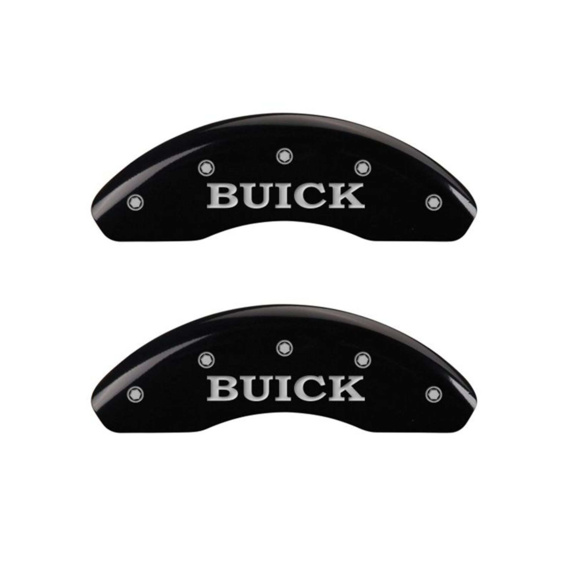 Picture of MGP 4 Caliper Covers Engraved Front Buick Engraved Rear Buick Shield Black finish silver ch