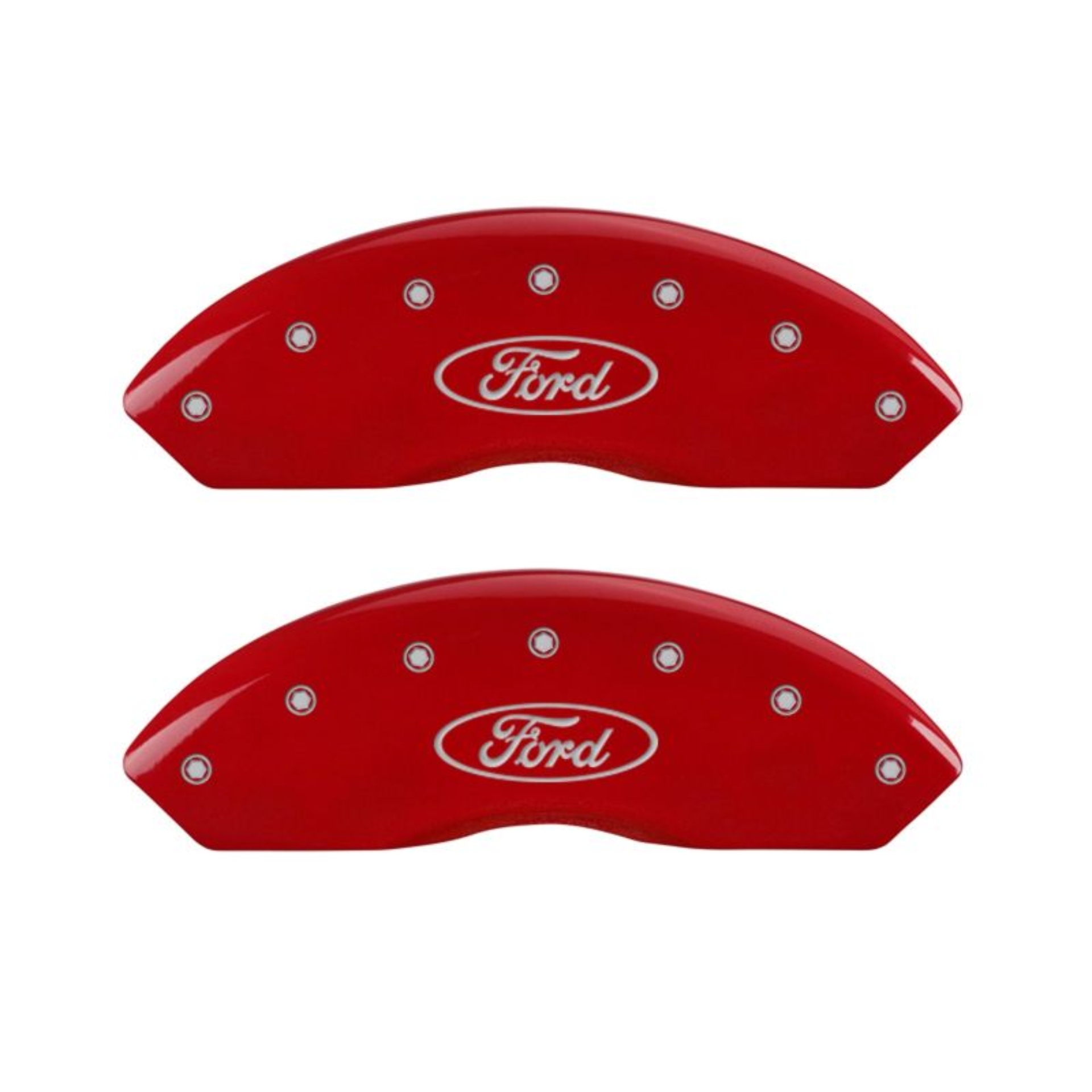 Picture of MGP 4 Caliper Covers Engraved Front & Rear Oval logo-Ford Red finish silver ch